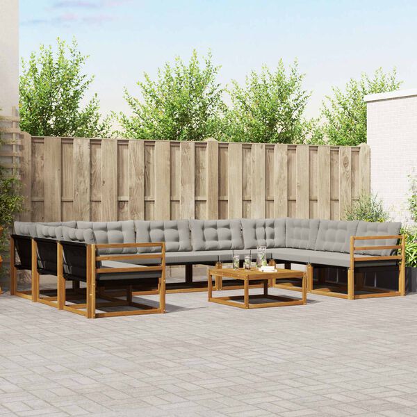 vidaXL Venkovn&iacute; pohovkov&aacute; souprava 10 pcs Př&iacute;rodn&iacute; a světle &scaron;ed&aacute;