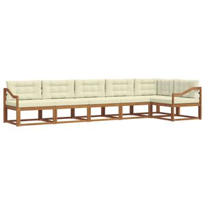 vidaXL Venkovn&iacute; pohovkov&aacute; souprava 6 pcs Přirozen&aacute; a Kr&eacute;mov&aacute;