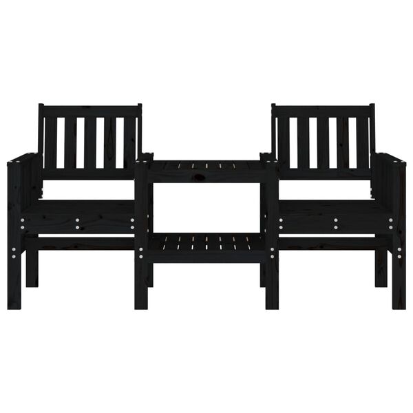 vidaXL Zahradní lavice se stolkem 2místná černá masivní borové dřevo