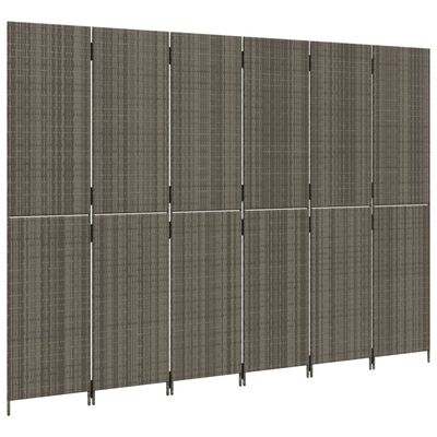 vidaXL Dělicí stěna 6 panelů šedá polyratan