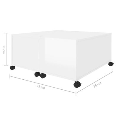 vidaXL Konferenční stolek bílý vysoký lesk 75x75x38 cm dřevotříska