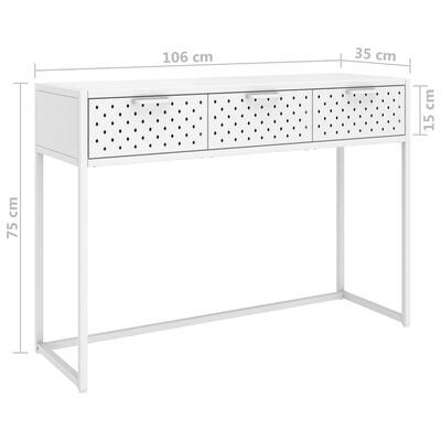 vidaXL Konzolový stolek bílý 106 x 35 x 75 cm ocel