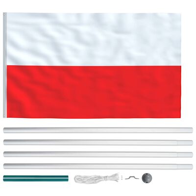 vidaXL Polská vlajka a stožár hliník 6,2 m