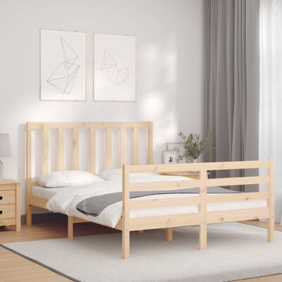 vidaXL Rám postele s čelem Small Double masivní dřevo