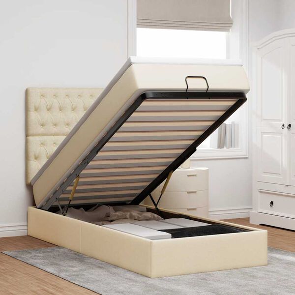 vidaXL Osmansk&yacute; postel s matrac&iacute; kr&eacute;mově 90x200 cm textil