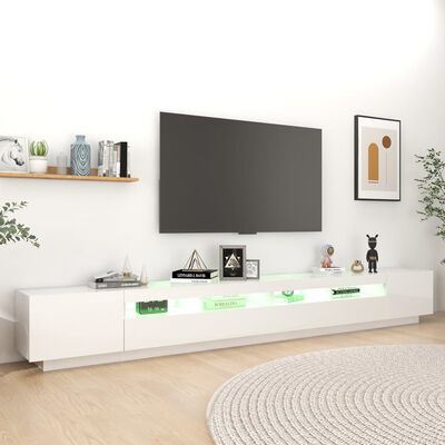 vidaXL TV skříňka s LED osvětlením bílá s vysokým leskem 300x35x40 cm