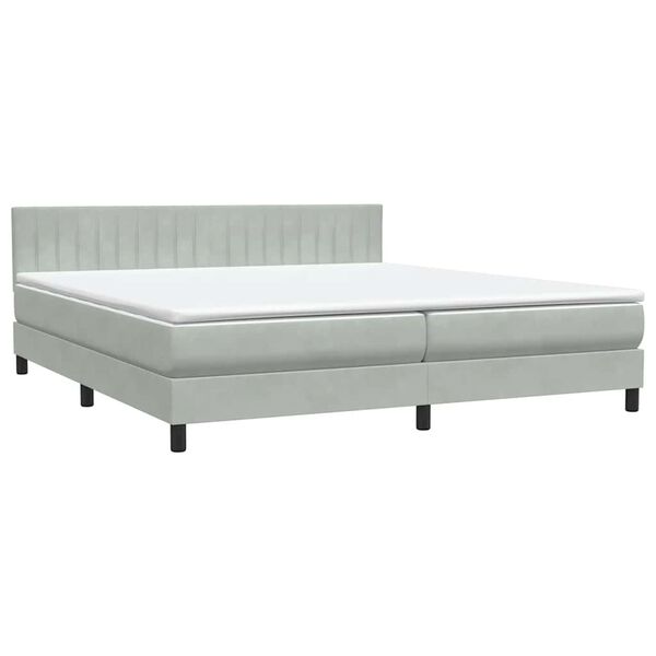vidaXL Box spring postel s matrac&iacute; světle &scaron;ed&aacute; 180x210 cm samet
