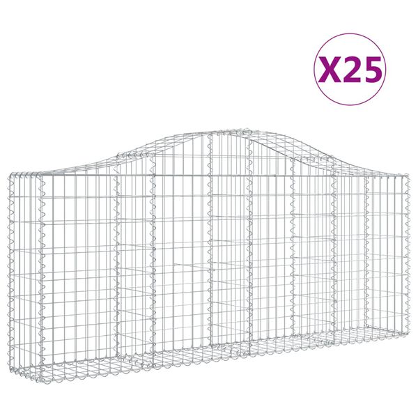 vidaXL Klenut&eacute; gabionov&eacute; ko&scaron;e 25ks 200x30x80/100 cm pozinkovan&eacute; železo