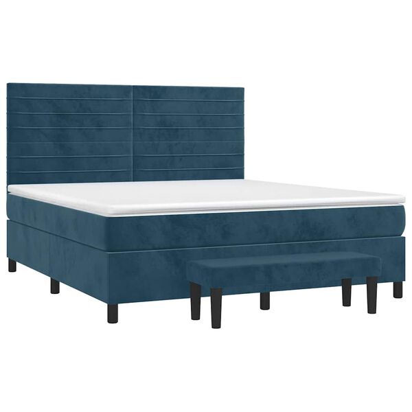 vidaXL Box spring postel s matrac&iacute; tmavě modr&aacute; 160x200 cm samet