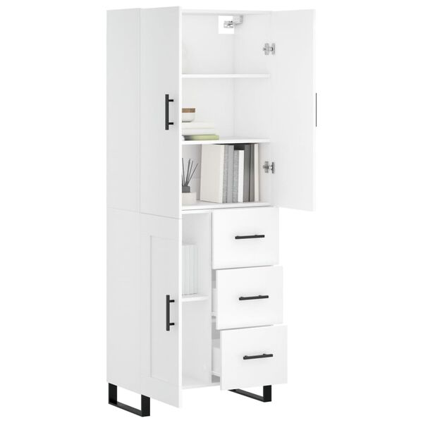 vidaXL Skř&iacute;ň highboard b&iacute;l&aacute; 69,5 x 34 x 180 cm kompozitn&iacute; dřevo