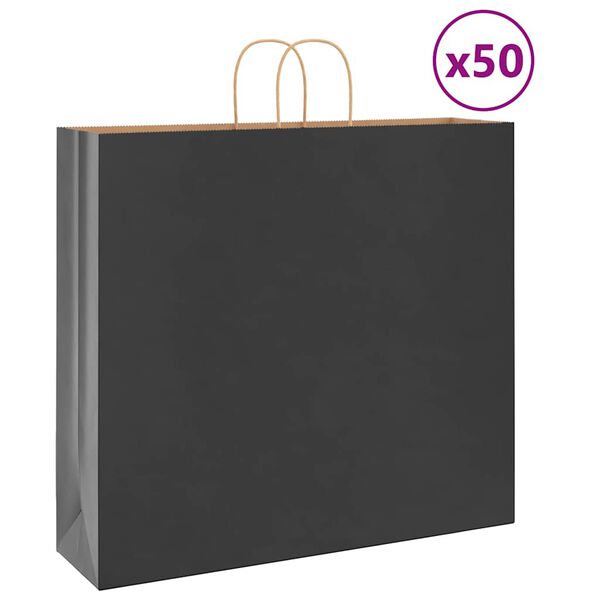 vidaXL Pap&iacute;rov&eacute; ta&scaron;ky 50 ks s uchy čern&eacute; 54x15x49 cm
