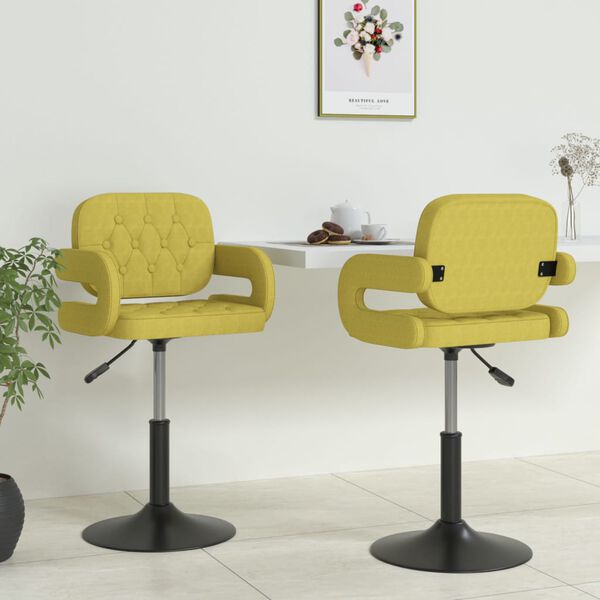 vidaXL Otočn&eacute; j&iacute;deln&iacute; židle 2 ks zelen&eacute; textil