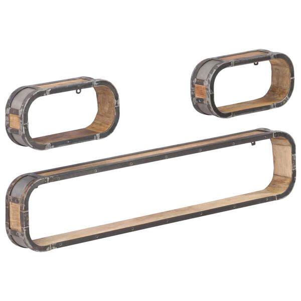 vidaXL 3d&iacute;ln&aacute; n&aacute;stěnn&aacute; sada polic masivn&iacute; mangovn&iacute;k