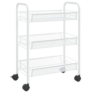 vidaXL Kuchyňsk&yacute; voz&iacute;k se 3 patry b&iacute;l&yacute; 46 x 26 x 64 cm železo