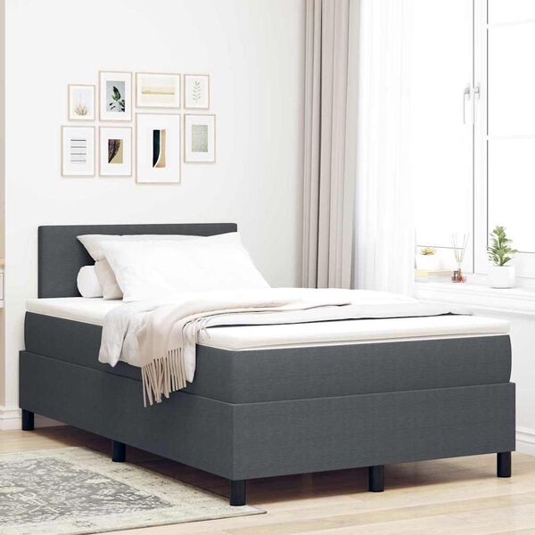 vidaXL Postel s boxspringem Tmavě šedá a bílá 203 x 120 x 88 cm