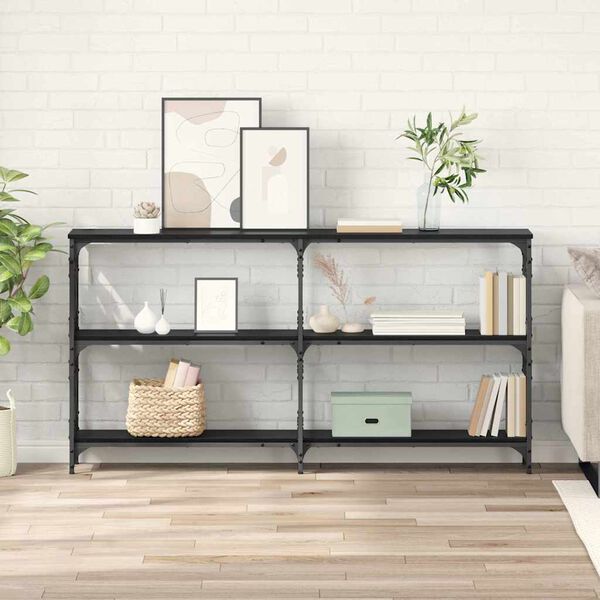 vidaXL Konzolov&yacute; stolek Čern&yacute; dub 156 x 28 x 80,5 cm kompozitn&iacute; dřevo