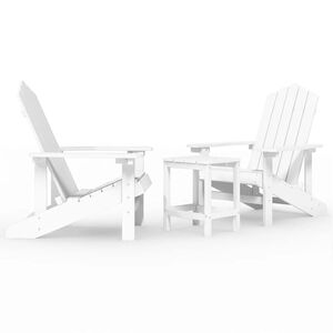 vidaXL Zahradn&iacute; křesla Adirondack se stolkem HDPE b&iacute;l&aacute;