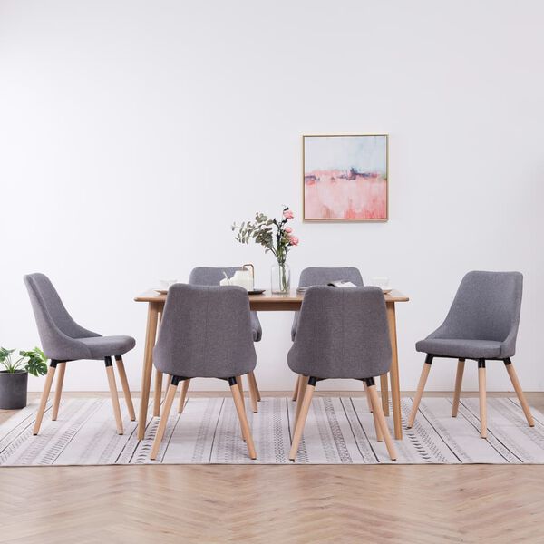 vidaXL J&iacute;deln&iacute; židle 6 ks světle &scaron;ed&eacute; textil