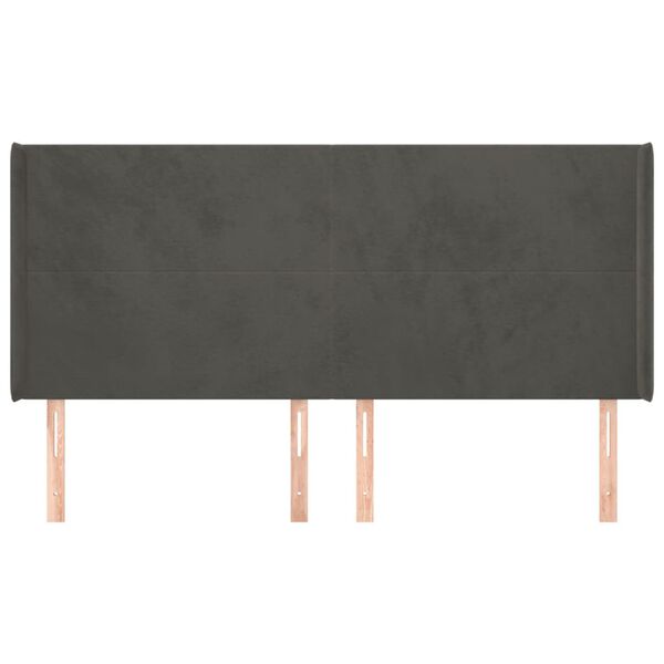 vidaXL Čelo postele typu u&scaron;&aacute;k tmavě &scaron;ed&eacute; 163x16x118/128 cm samet