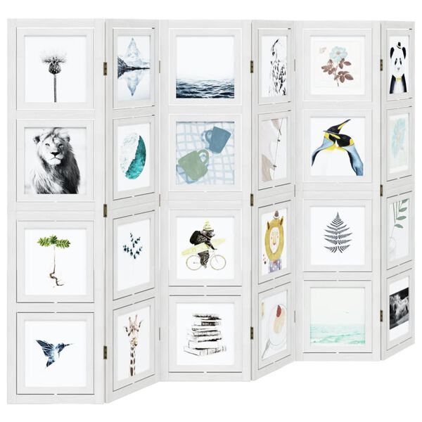 vidaXL Parav&aacute;n 6d&iacute;ln&yacute; b&iacute;l&yacute; masivn&iacute; dřevo pavlovnie