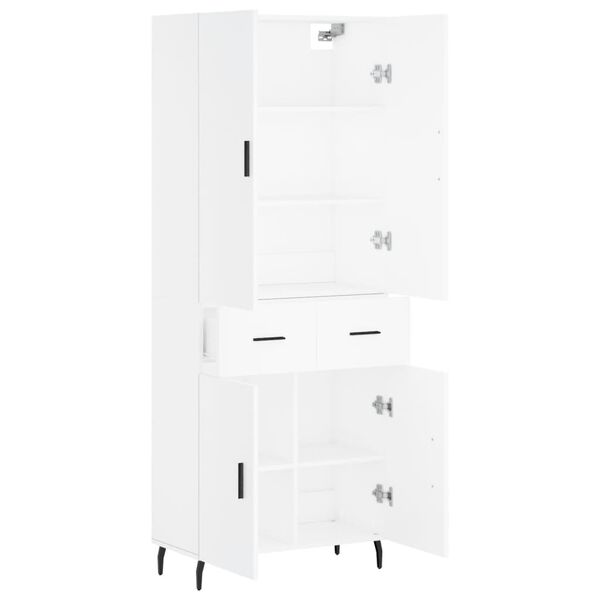 vidaXL Skř&iacute;ň highboard b&iacute;l&aacute; 69,5 x 34 x 180 cm kompozitn&iacute; dřevo