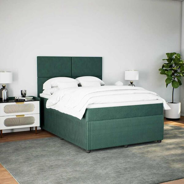 vidaXL Box spring postel s matrac&iacute; tmavě zelen&aacute; 140x200 cm samet