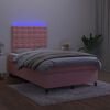 vidaXL Box spring postel s matrac&iacute; a LED růžov&aacute; 120x200 cm samet