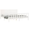 vidaXL R&aacute;m postele s čelem b&iacute;l&yacute; Super King Size masivn&iacute; dřevo