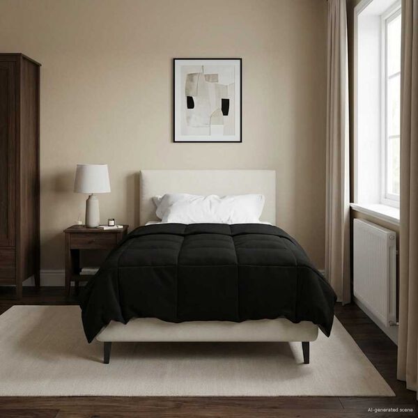 vidaXL Celoročn&iacute; přikr&yacute;vka &Scaron;něrov&aacute;n Čern&aacute; 155 x 200 cm Mikrovl&aacute;kno