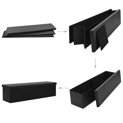 vidaXL Skládací úložná lavice z umělé kůže 150 x 38 x 38 cm černá
