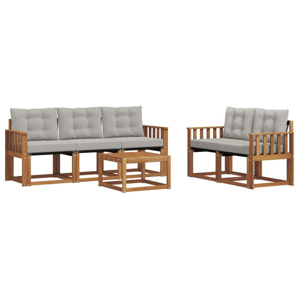 vidaXL Venkovn&iacute; pohovkov&aacute; souprava 6 pcs Př&iacute;rodn&iacute; a světle &scaron;ed&aacute;