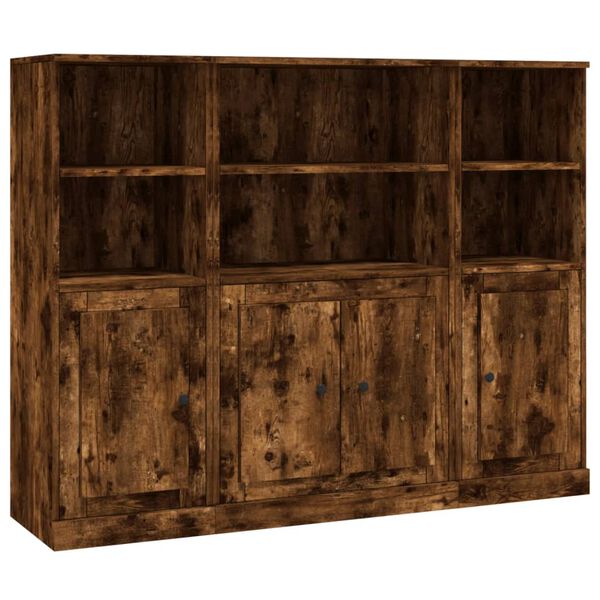 vidaXL Highboardy 3 ks kouřov&yacute; dub kompozitn&iacute; dřevo