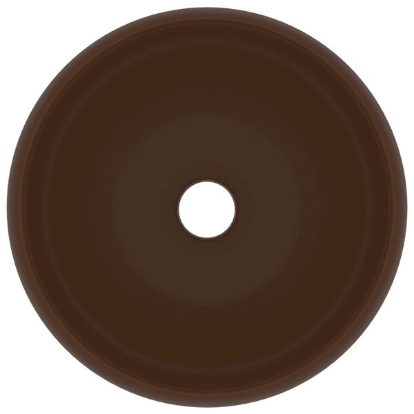 vidaXL Luxusn&iacute; umyvadlo kulat&eacute; matn&eacute; tmavě hněd&eacute; 40 x 15 cm keramick&eacute;