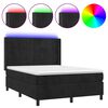vidaXL Box spring postel s matrac&iacute; a LED čern&aacute; 140x190 cm samet