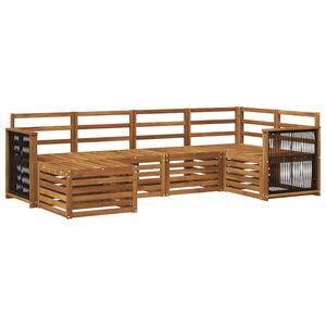 vidaXL Rohov&aacute; sofa sada 5 pcs Př&iacute;rodn&iacute; Masivn&iacute; ak&aacute;tov&eacute; dřevo