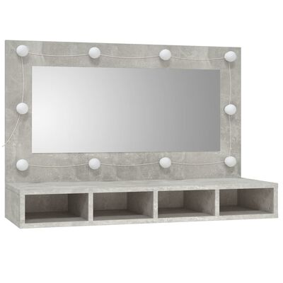 vidaXL Zrcadlová skříňka s LED betonově šedá 90 x 31,5 x 62 cm