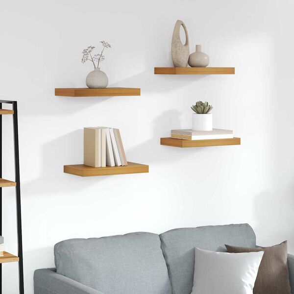 vidaXL N&aacute;stěnn&aacute; polička 4 pcs Hněd&aacute; 40 x 23,5 x 4 cm kompozitn&iacute; dřevo
