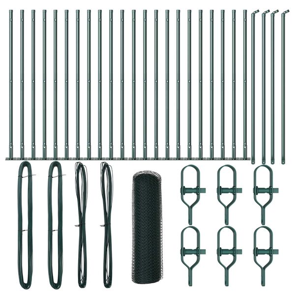 vidaXL Plotov&yacute; sloupek. Zelen&aacute; 50 x 0,8 m (13 mm s&iacute;ť) Ocel a PVC