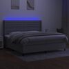 vidaXL Box spring postel s matrac&iacute; a LED světle &scaron;ed&aacute; 200x200 cm textil