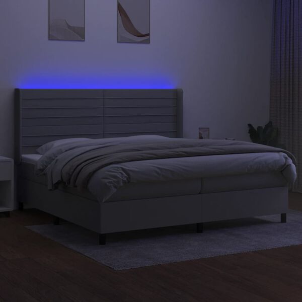 vidaXL Box spring postel s matrac&iacute; a LED světle &scaron;ed&aacute; 200x200 cm textil