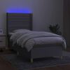vidaXL Box spring postel s matrac&iacute; a LED světle &scaron;ed&aacute; 90x200 cm textil
