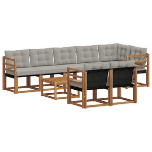 vidaXL Venkovn&iacute; pohovkov&aacute; souprava 9 pcs Př&iacute;rodn&iacute; a světle &scaron;ed&aacute;