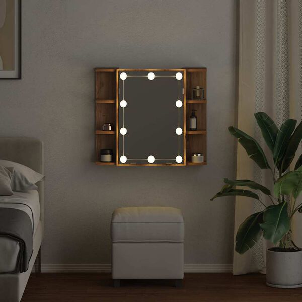 vidaXL Zrcadlov&aacute; skř&iacute;ňka s LED dub artisan 70 x 16,5 x 60 cm