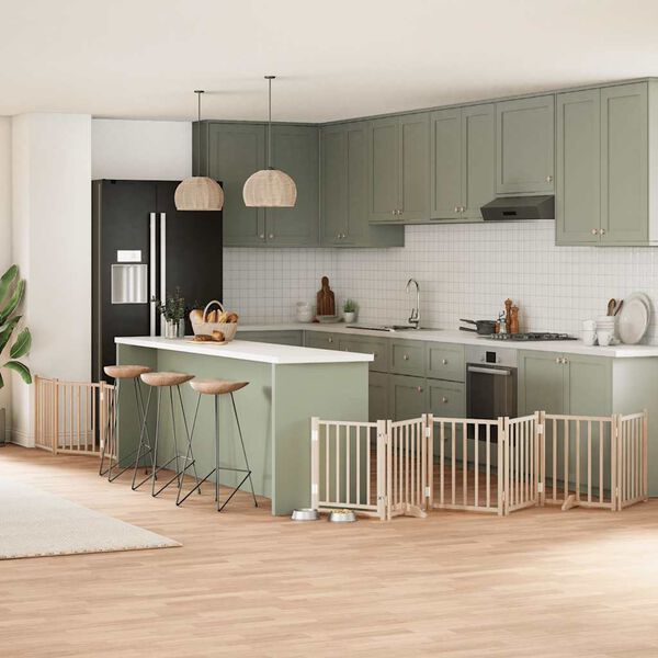 vidaXL Zábrana pro psy s dvířky skládací 9 panelů 450 cm topol