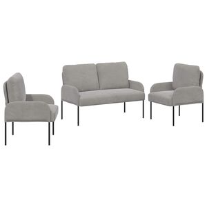 vidaXL Sedac&iacute; soupravy 3 pcs Světle &scaron;ed&aacute; 115 x 56 x 80 cm Překližka