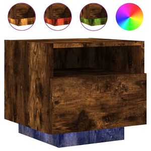 vidaXL Nočn&iacute; stolek s LED osvětlen&iacute;m kouřov&yacute; dub 40 x 39 x 37 cm