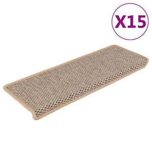 vidaXL Samolepic&iacute; n&aacute;&scaron;lapy na schody sisal 15ks 65x21x4cm světle b&eacute;žov&eacute;