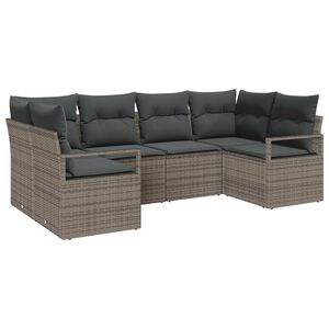 vidaXL Sada zahradn&iacute;ch pohovek s pol&scaron;t&aacute;řem 6 pcs &Scaron;ed&aacute; polyratan