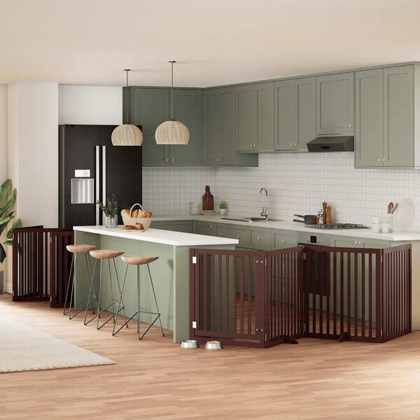 vidaXL Z&aacute;brana pro psy s dv&iacute;řky skl&aacute;dac&iacute; 12 panelů hněd&aacute; 960 cm topol