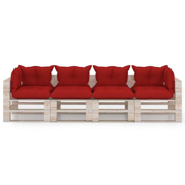 vidaXL Zahradn&iacute; 4m&iacute;stn&aacute; pohovka z palet s podu&scaron;kami borovice